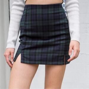 Brandy Melville Green Plaid Mini Skirt